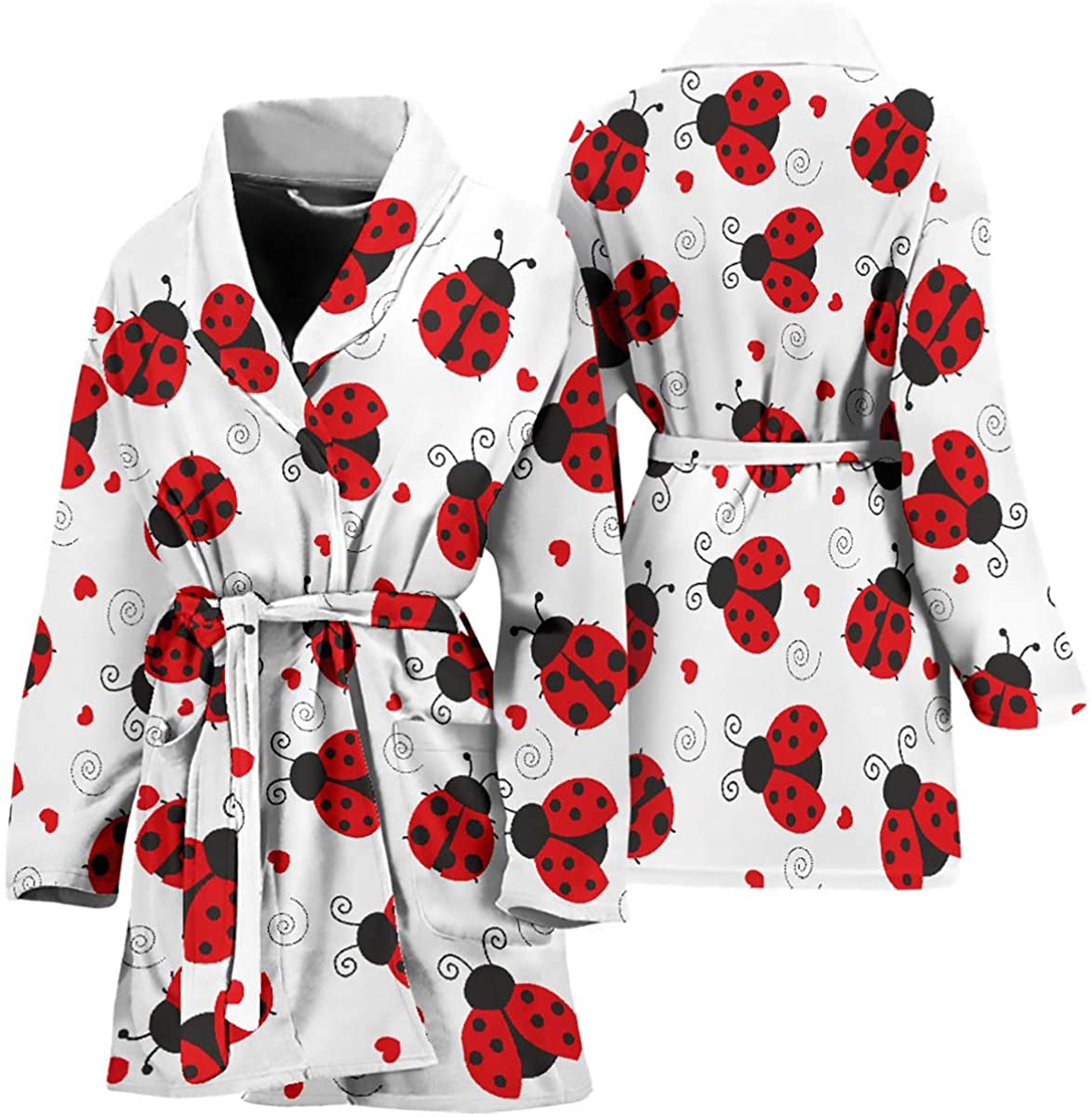 Price:$59.99 Ladybug Love Bathrobe for Women - Cozy Soft and Lightweight Bath Robe White at Amazon Women’s Clothing store