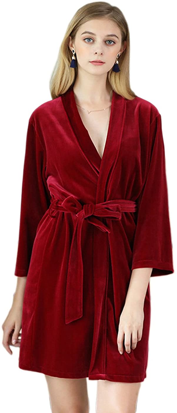 Price:$29.90 Borje Women's Plush Soft Warm Fleece Robe, Plush Microfiber Bathrobe, Soft Cotton Bathrobe at Amazon Women’s Clothing store