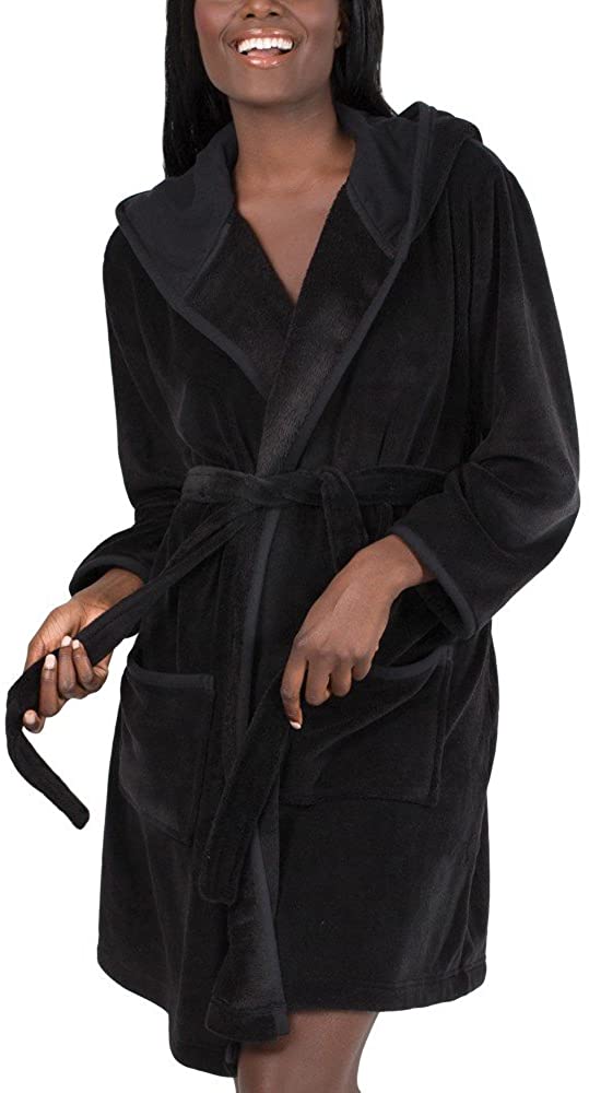 Price:$31.22 Smart & Sexy Women's Super Soft Plush Wrap Robe, Black hue, S at Amazon Women’s Clothing store
