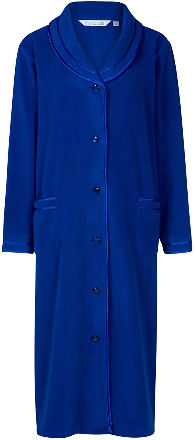 Price:$58.95 Slenderella Ladies 45"/114cm Luxury Soft Fleece Collared Button Up Dressing Gown at Amazon Women’s Clothing store
