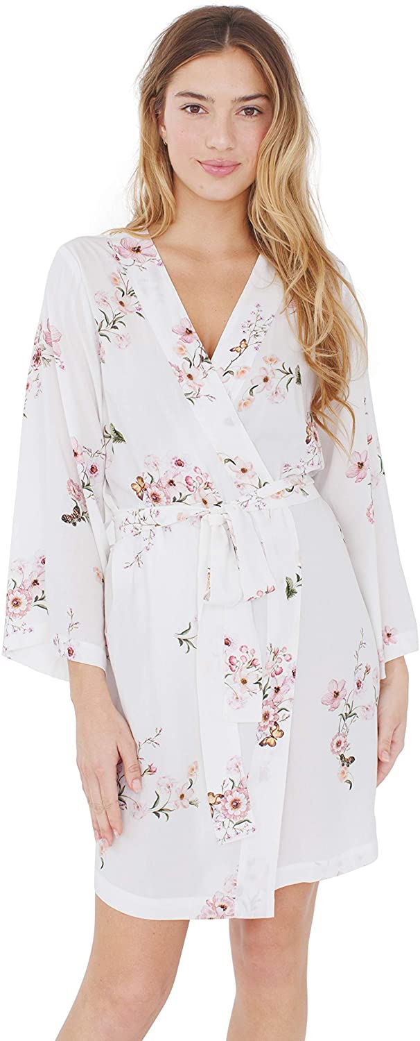 Price:$65.00 PLUM PRETTY SUGAR Wedding Kimono Bridal Dressing Sleepwear Robe. Knee Length. The Bee Side. at Amazon Women’s Clothing store
