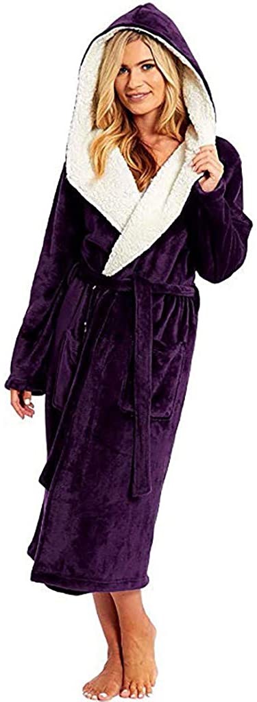 Price:$20.92 Xinantime Womens Winter Plush Lengthened Shawl Bathrobe Home Clothes Long Sleeved Robe Coat at Amazon Women’s Clothing store