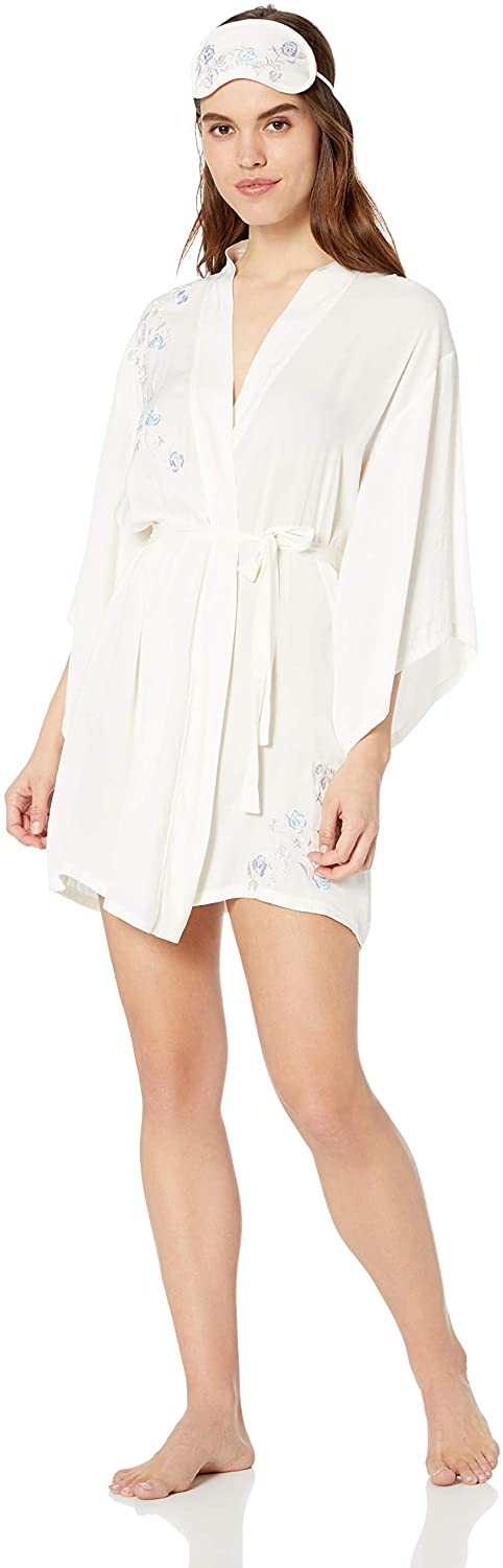 Price:$51.50 Josie by Natori Women's Washed Satin WRAP, Warm White, M at Amazon Women’s Clothing store
