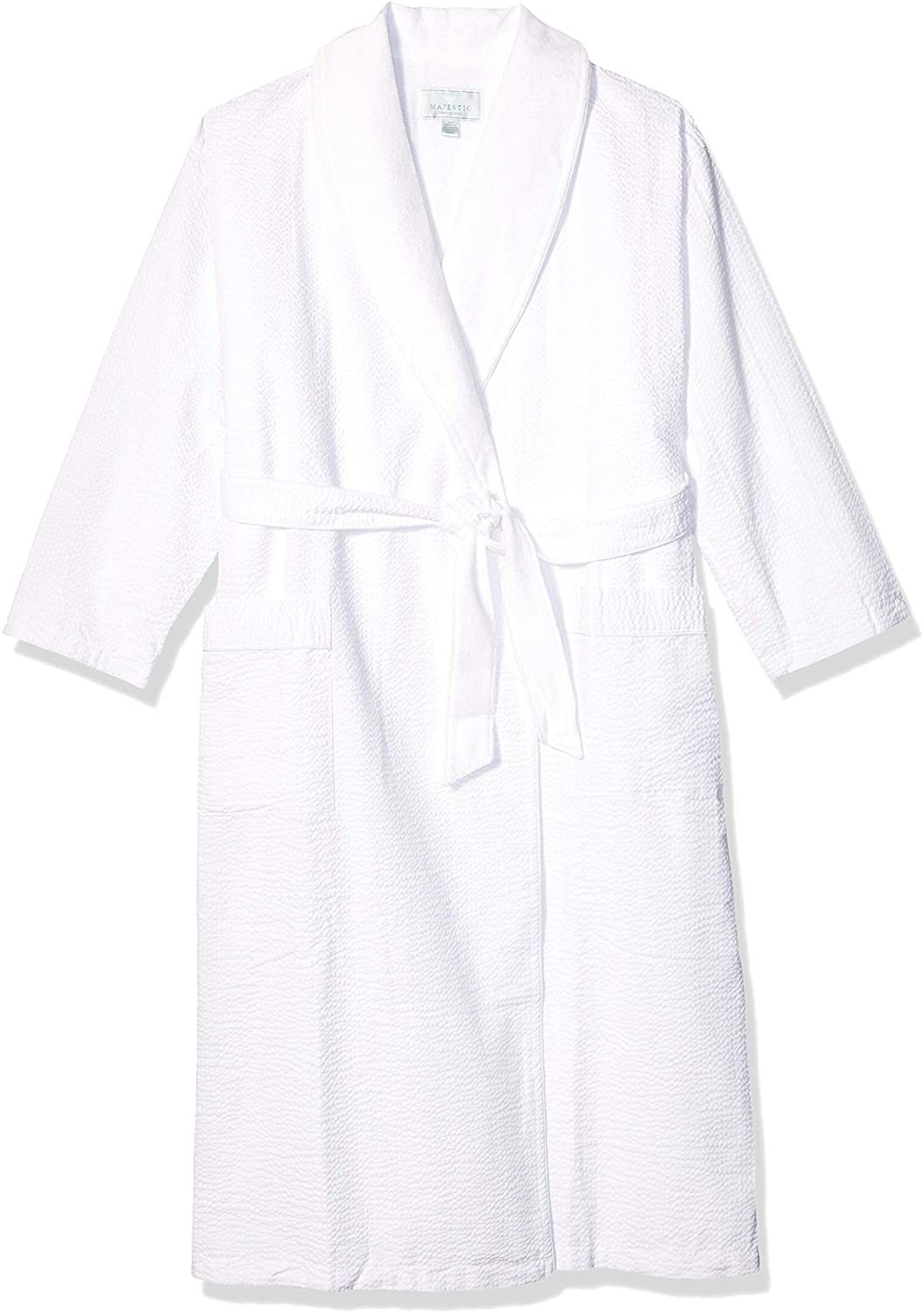 Price:$81.75 Majestic International Women's Cardinal Seersucker Lined Shawl Robe, White 10, OSFA at Amazon Women’s Clothing store