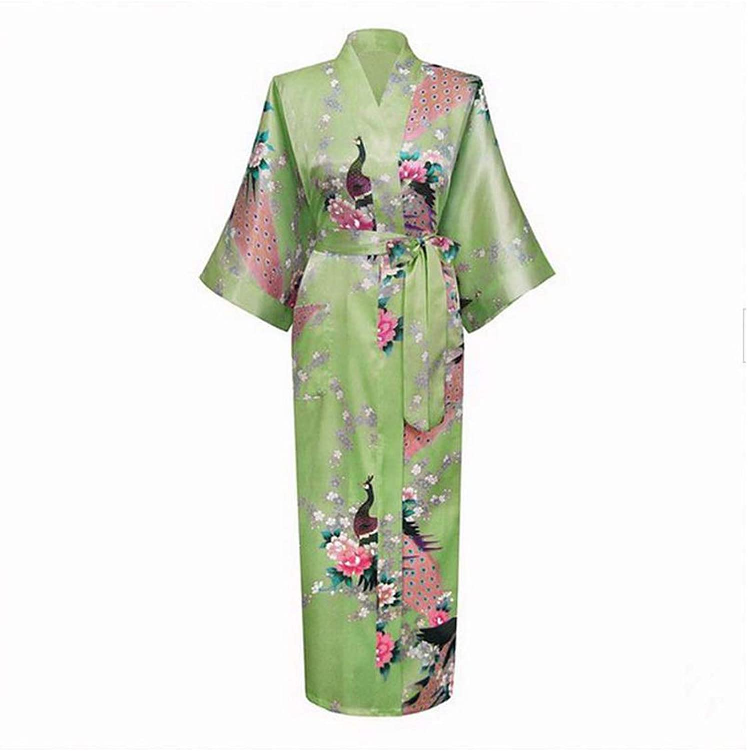 Price:$18.19 Gray Women Long Printed Robe Floral Dressing Gown Rayon Sleepwear Leisure Kimono Bathrobe at Amazon Women’s Clothing store