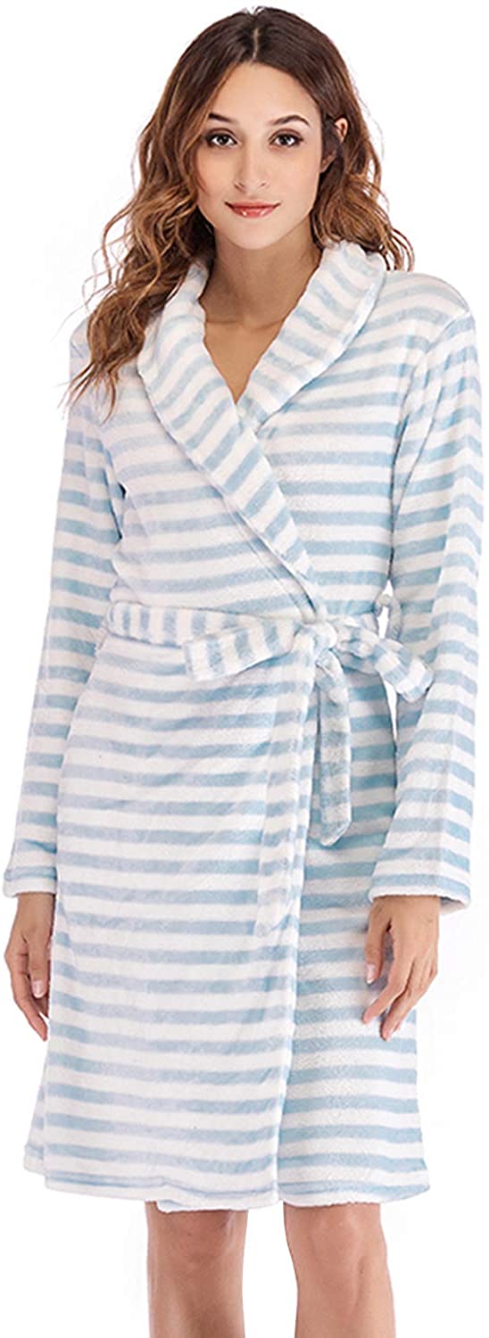 Price:$19.99 Dramaticbuying Plush Fleece Robe for Women Lightweight Soft Bathrobe Long Flannel Nightgown at Amazon Women’s Clothing store