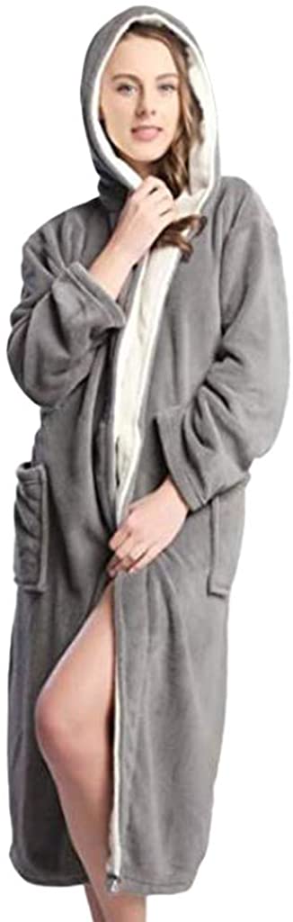 Price:$14.49 dumanfs Women's Winter Hoodie Soft Spa Full Length Warm Light Bathrobe Kimono Dressing Gown Long Sleeved Robe Coat at Amazon Women’s Clothing store