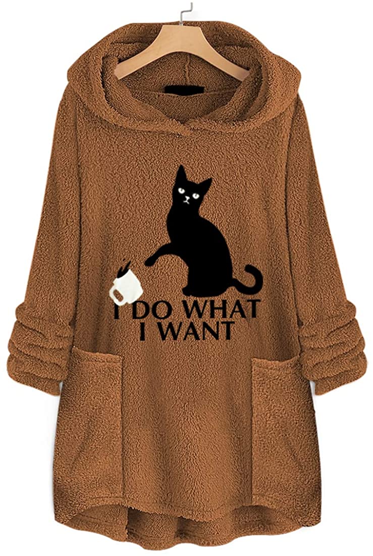 Price:$12.89    EISHOW Womens Casual Sweatshirt Coat Winter Warm Fleece Long Sleeves Overcoat Plus Size Sweater Top Blouse Hoodies Pockets  Clothing