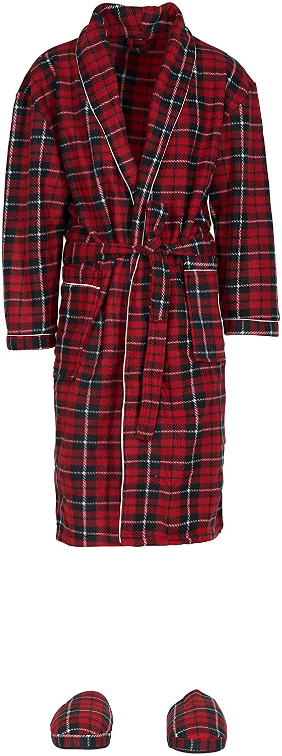 Price:$28.99 Personal Touch Unisex Printed Polar Fleece Belted Robe & Slipper Set at Amazon Women’s Clothing store