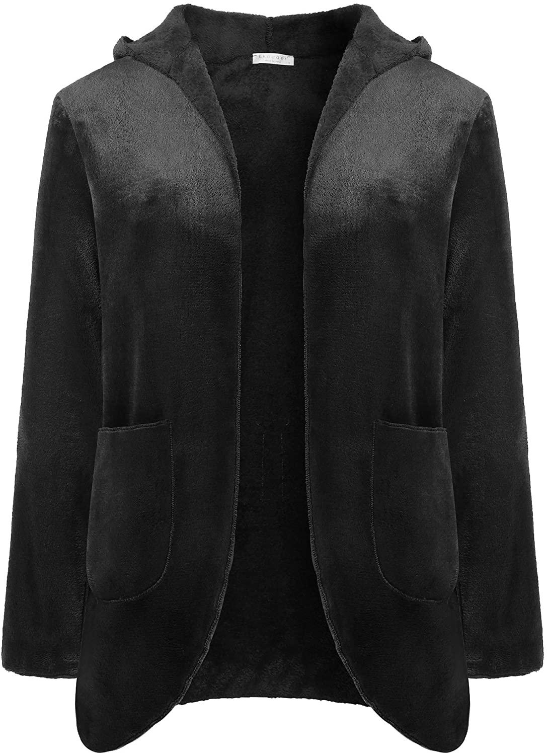 Price:$17.99 Ekouaer Flannel Sleepwear for Women Bed Jacket Warm Winter Coat Hooded Oversized Jacket Outwear Lounge Nightgown Housecoat Black at Amazon Women’s Clothing store