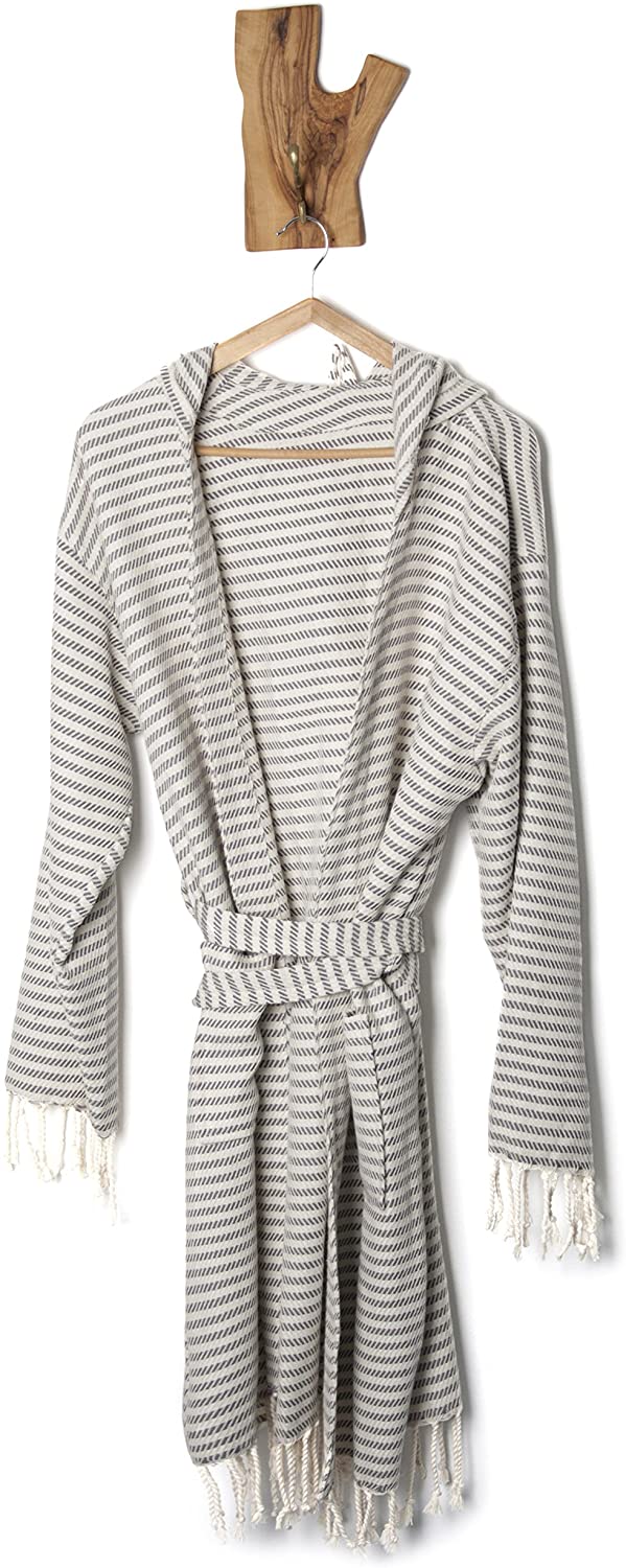 Price:$34.29 Unisex Cotton&Bamboo Turkish Loomed Bathrobe with Hoodie&Belt, Extra Soft Peshtemal Bathrobe (Gray, M Size) at Amazon Women’s Clothing store