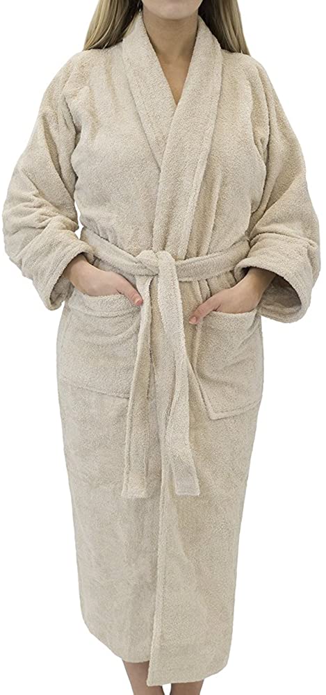 Price:$64.99 Classic Terry Cloth Bath Robe - Unisex Spa/Hotel Quality Robes for Men Or Women - 100% Long Staple Cotton at Amazon Women’s Clothing store