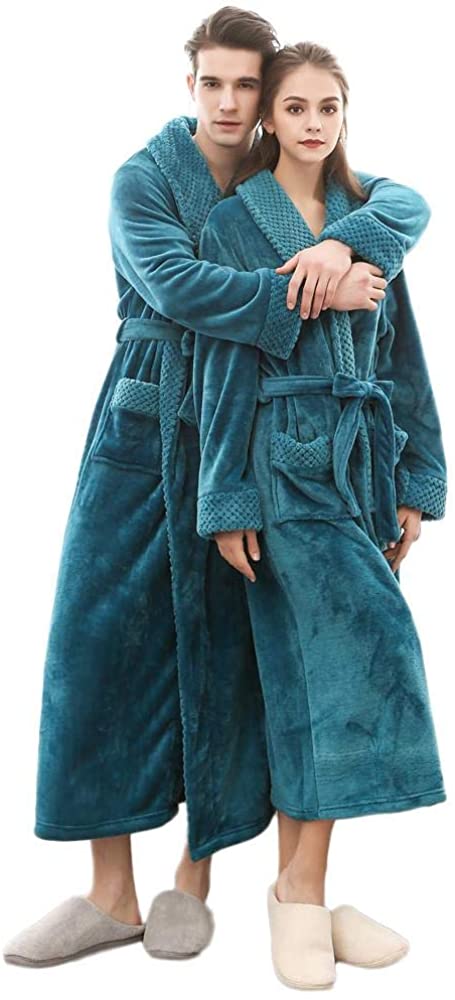 Price:$16.99 HGWXX7 Women's Warm Winter Coralline Plush Shawl Bathrobe Long Sleeve Robe Coat Sleepwear Homewear at Amazon Women’s Clothing store