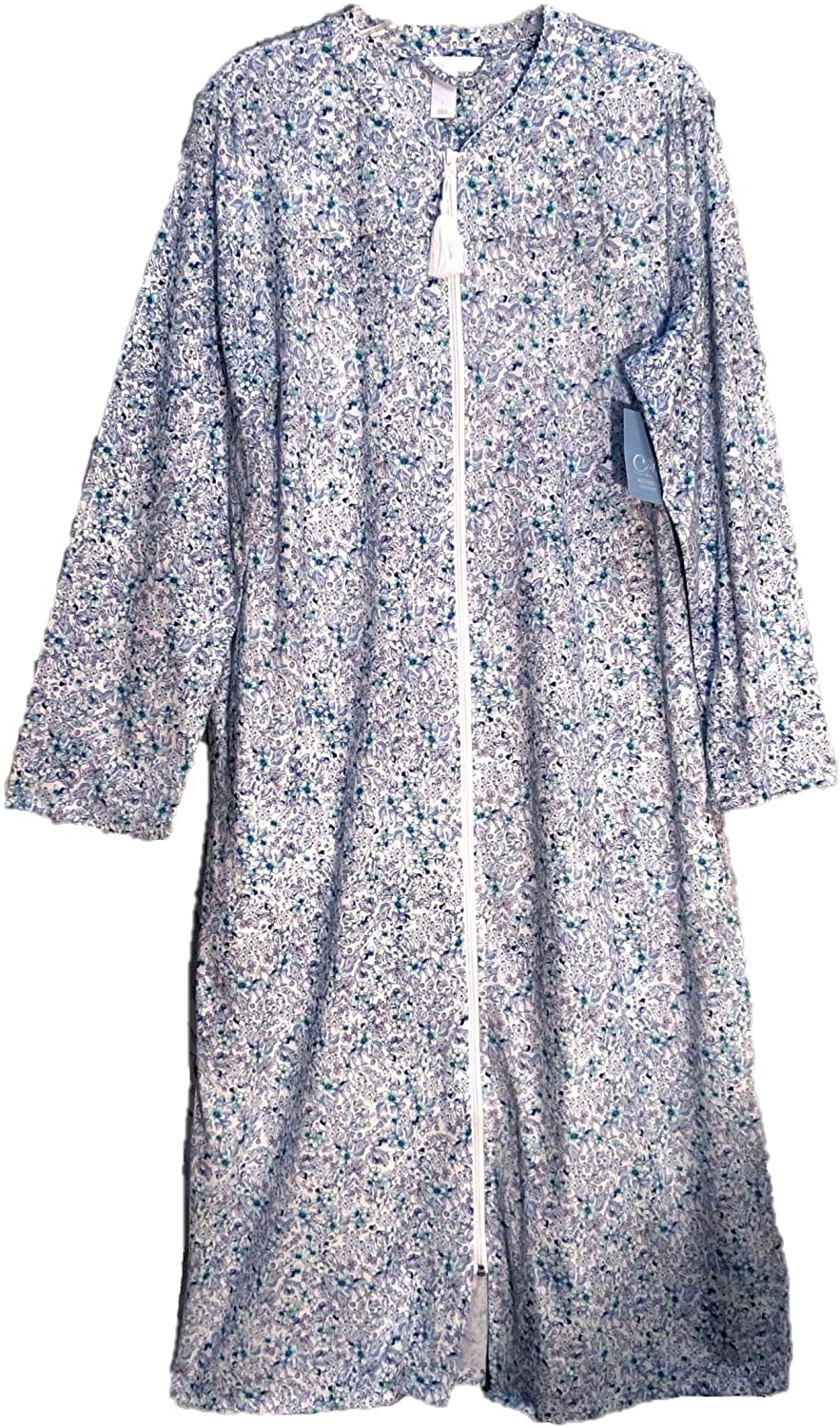 Price:$34.99 Adonna Long Cotton Blend Zip-Front Floral Nightgown Robe W/Pockets Womens Misses~M~L~New at Amazon Women’s Clothing store