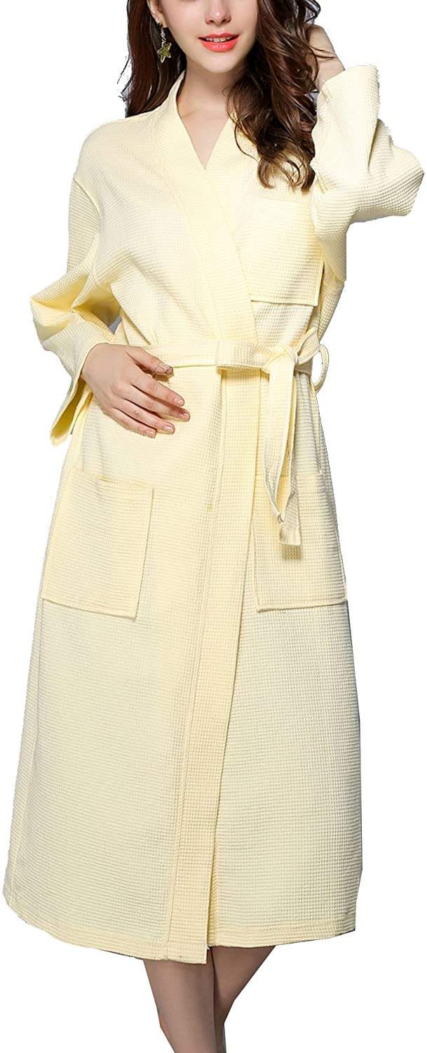 Price:$28.98    Women's Plus Size Long-Sleeve Waffle Weave Spa Bathrobe Kimono Robe Comfortable Bridesmaid Bathrobe Breathable Sleepwear (X-Large, Yellow)  Clothing