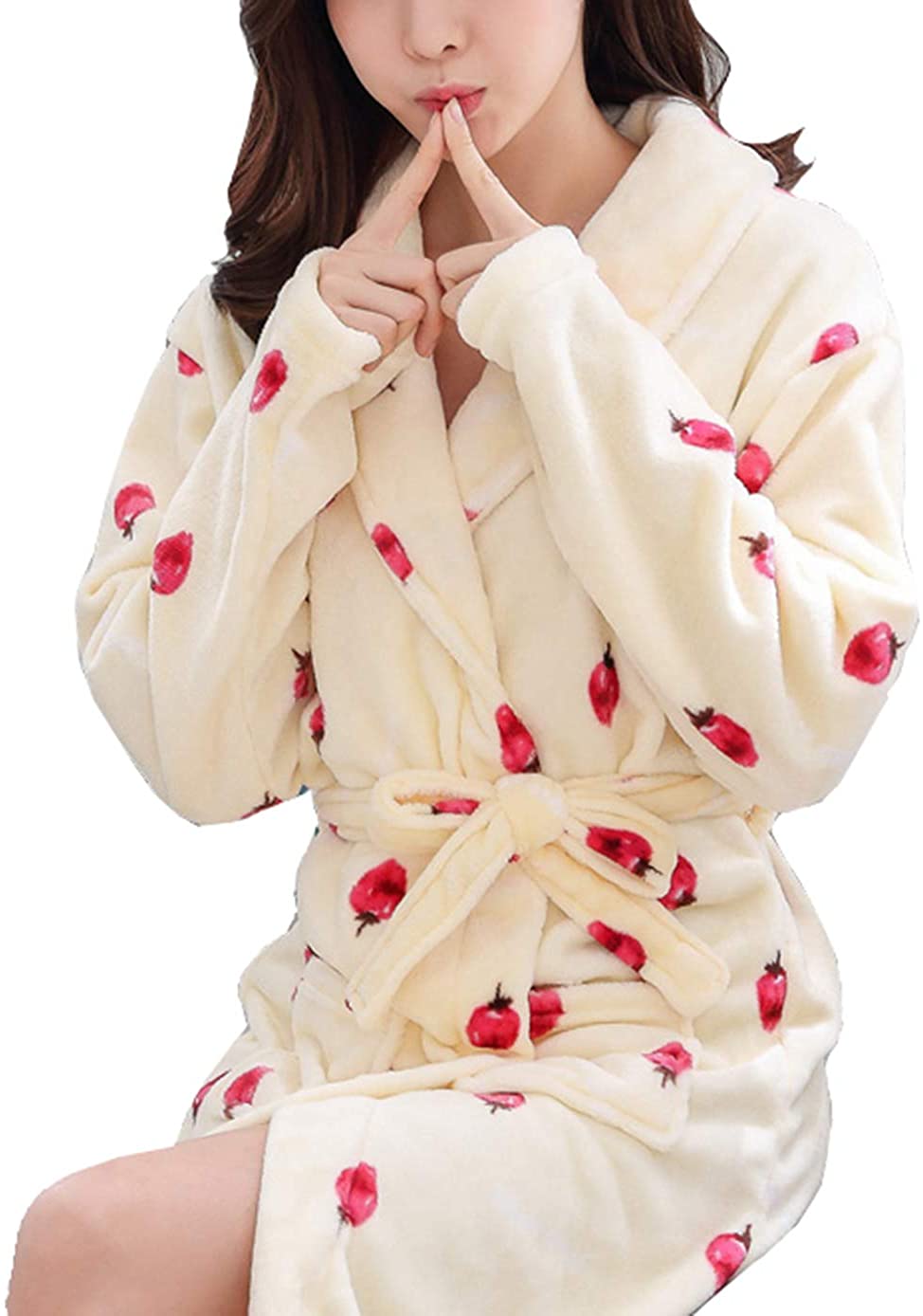 Price:$34.98 Femaroly Women Autumn and Winter Robe Ladies Soft Coral Fleece Bathrobe Nightgowns at Amazon Women’s Clothing store