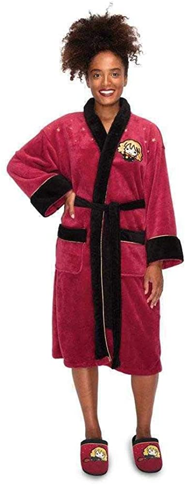 Price:$43.46 Groovy Harry Potter Ladies Fleece Bathrobe Kawaii Hermione Granger Pigiami at Amazon Women’s Clothing store