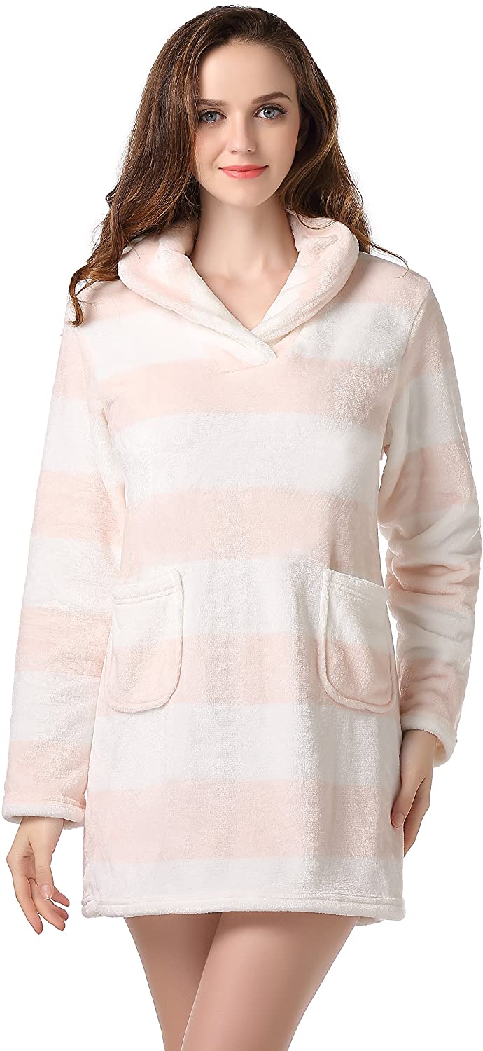Price:$18.99 Richie House Womens' Soft Warm Fleece Sleepwear RHW2315-A-UNI SIZE, Pink & White at Amazon Women’s Clothing store