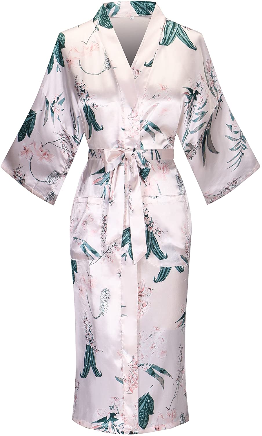Price:$21.99 Valennia Floral Pattern Kimono Robe Long Bathrobe For Women at Amazon Women’s Clothing store