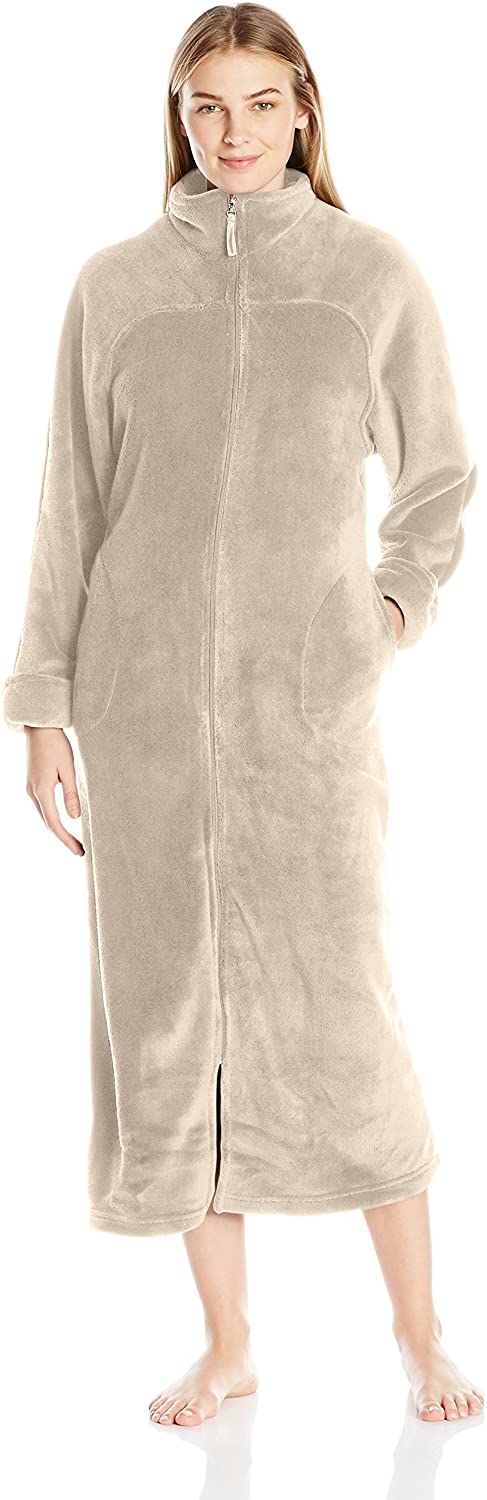 Price:$53.42 Casual Moments Women's 52" Breakaway Zip Front Robe at Amazon Women’s Clothing store