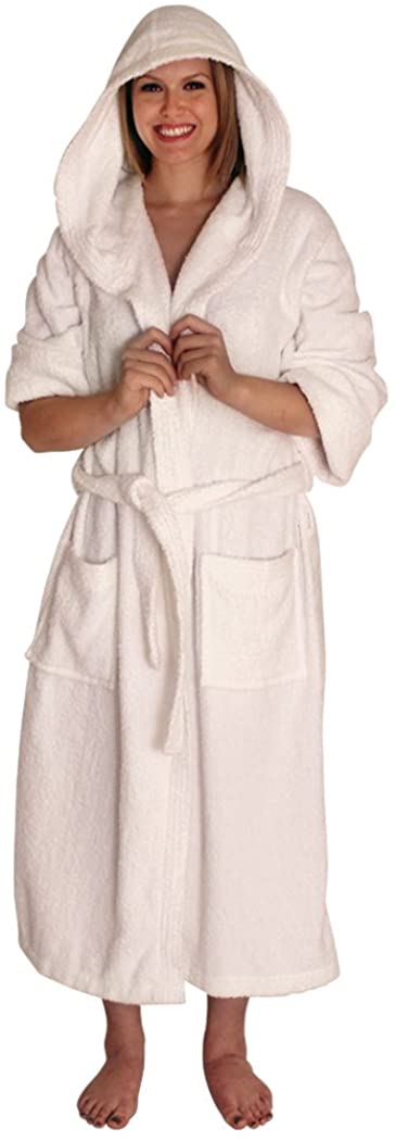 Price:$34.99 NDK New York Women's and Men's Hooded Terry Cloth Bath Robe, Large/X-Large, White at Amazon Women’s Clothing store