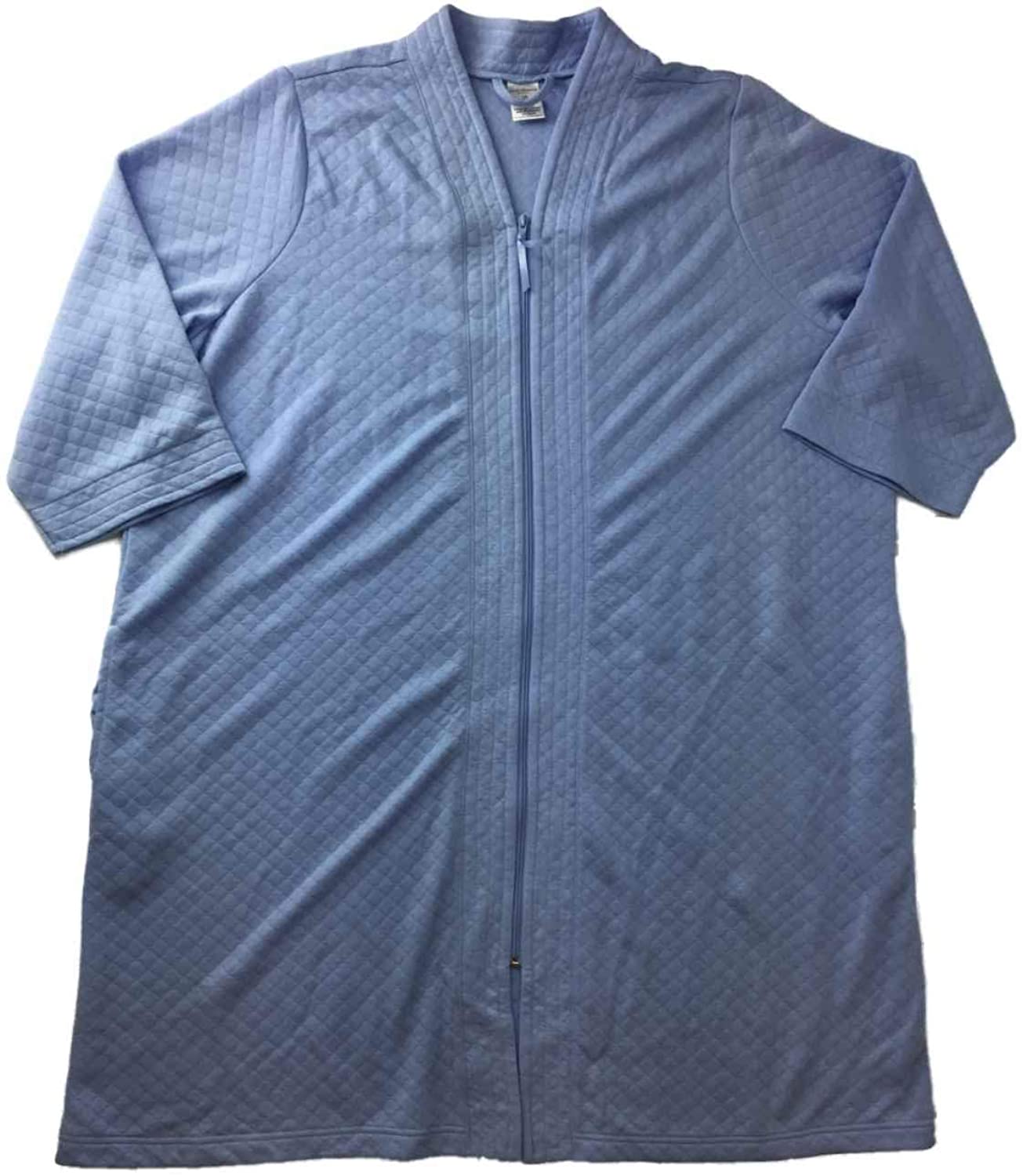Price:$29.99 Womens Plush Baby Blue Zip Front Bathrobe Pocketed House Coat Bath Robe 2X at Amazon Women’s Clothing store
