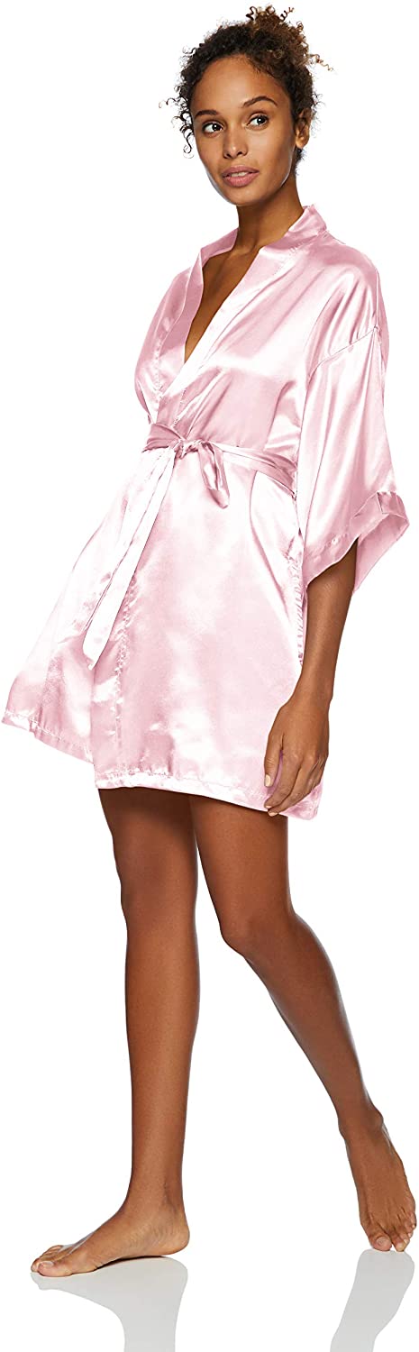 Price:$6.57 Bottoms Out Women's Printed Satin Short Kimono Robe at Amazon Women’s Clothing store