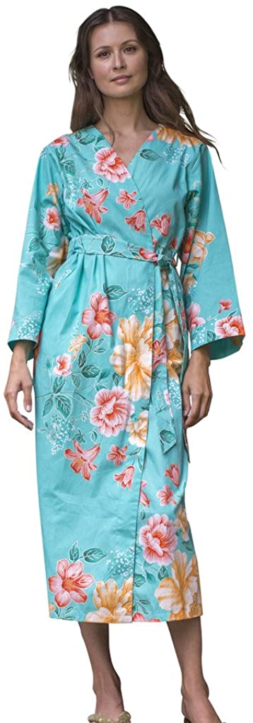 Price:$98.00 Dynasty Robes, Women's Printed Cotton Long Robe with Kimono Collar-Tang Beauty at Amazon Women’s Clothing store