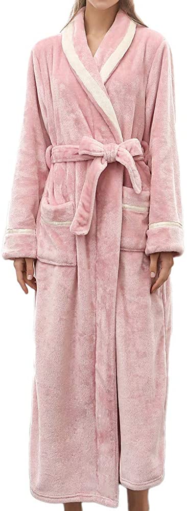 Price:$19.75    Women's Robe Winter Lengthened Bathrobe Plush Home Sleepwear Nightwear Long Robe  Clothing