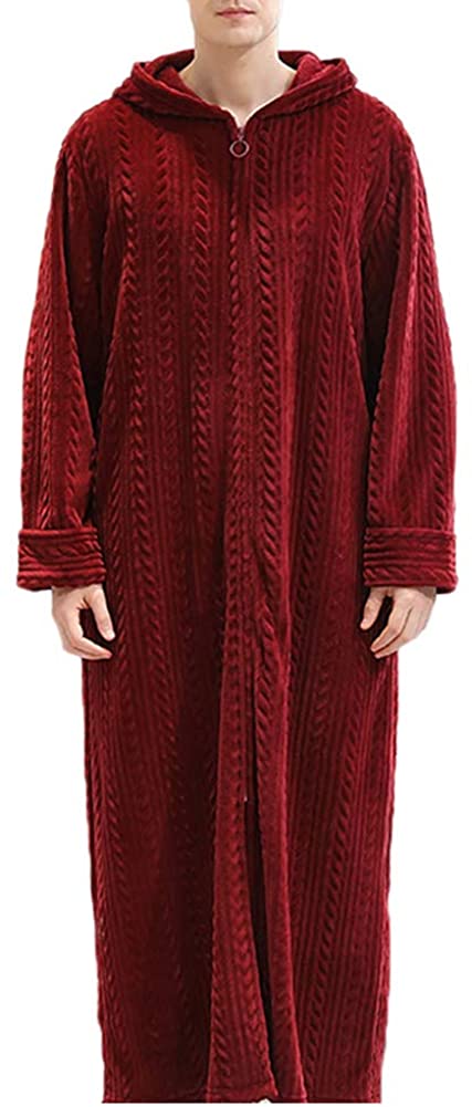 Price:$29.99 Men Women Fleece Dressing Gown Full Length Fluffy Bathrobe Zip Up at Amazon Women’s Clothing store