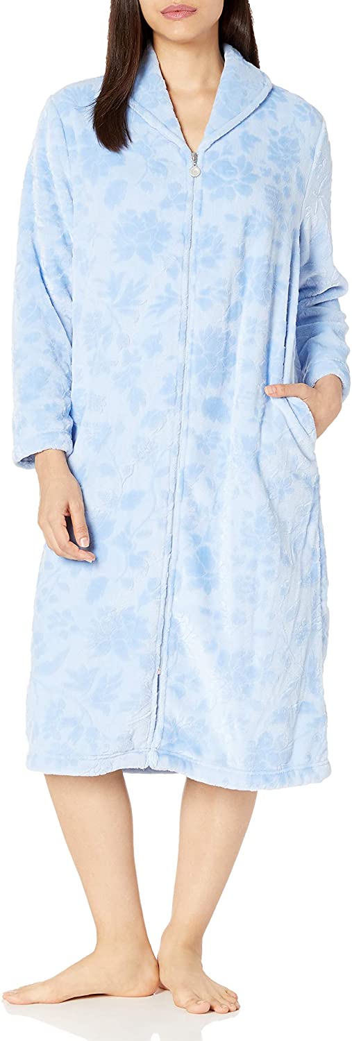 Price:$39.81 Karen Neuburger Women's Plush Soft Warm Fleece Bathrobe Robe Pajama Pj, Floral Blue, Medium at Amazon Women’s Clothing store