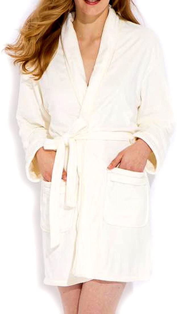Price:$209.99 Wrap Up by VP Cream Microfiber Short Robe, S/M at Amazon Women’s Clothing store