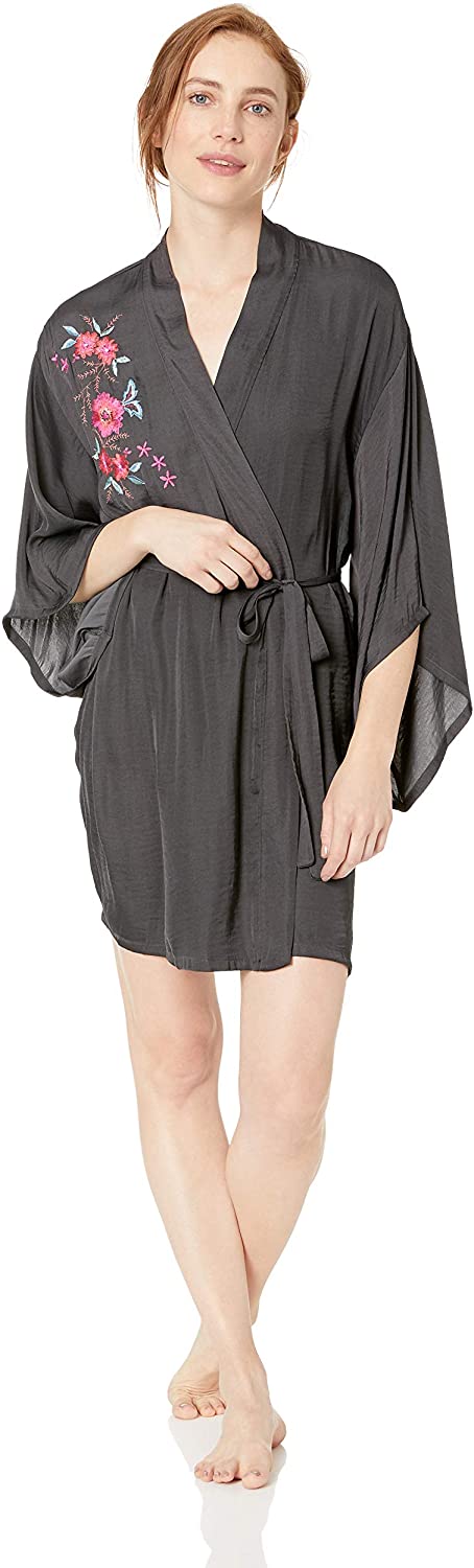 Price:$55.44 Josie by Natori Women's Washed Satin WRAP, Granite, M at Amazon Women’s Clothing store