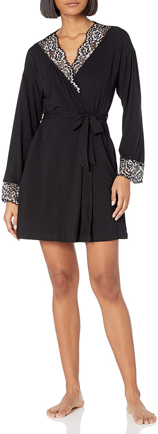 Price:$148.58 Cosabella Women's PRET Robe, Black/Stone, Small at Amazon Women’s Clothing store