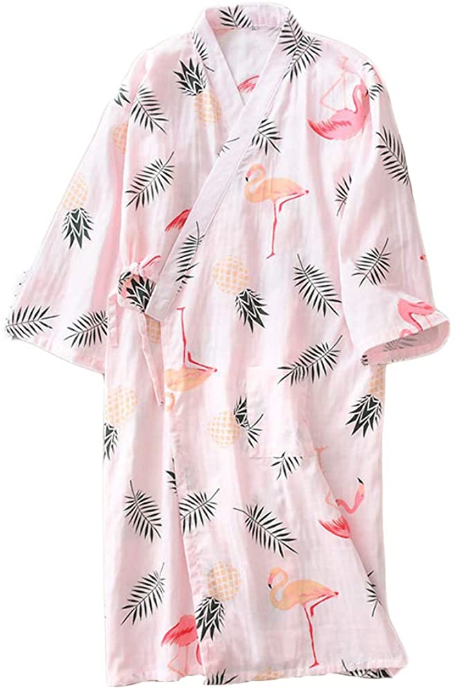 Price:$26.99 Women's Cotton Kimono Long Sleeve Daisy Printed Bathrobe Sleepwear at Amazon Women’s Clothing store