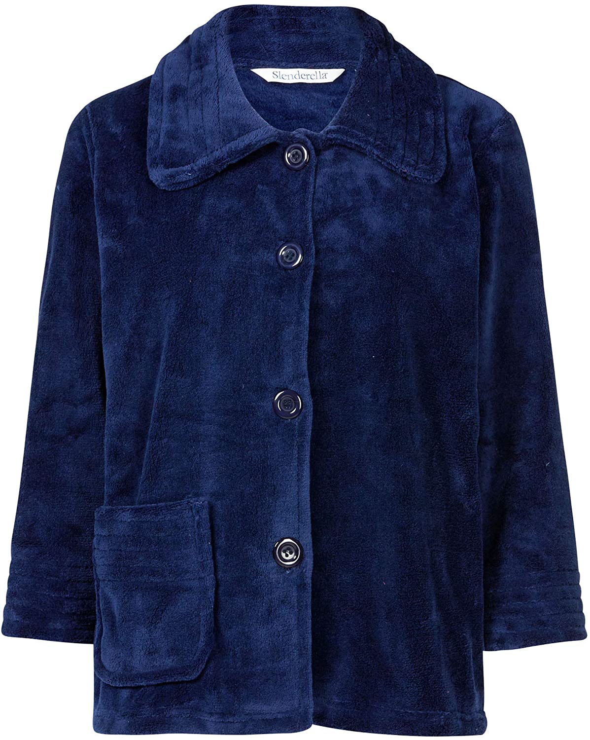 Price:$44.95 Ladies 3/4 Sleeve Large Luxury Soft Navy Fleece Button Up Bed Jacket 12 14 at Amazon Women’s Clothing store