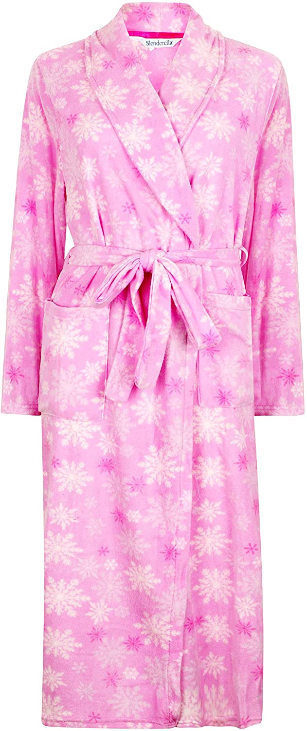 Price:$46.95 Slenderella Ladies Luxury Soft Light Weight Micro Fleece Dressing Gown Bath Robe at Amazon Women’s Clothing store