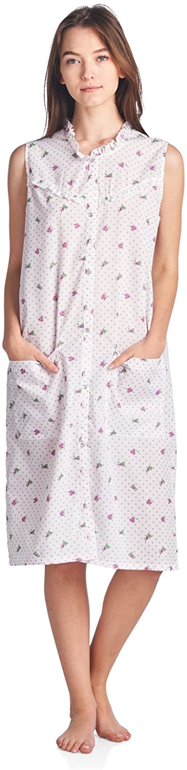 Price:$14.99 Casual Nights Women's Snap Front Sleeveless Lounger Housecoat at Amazon Women’s Clothing store