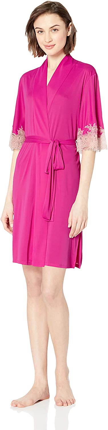 Price:$154.24 Natori Women's Enchant Slinky Robe, Vivid Pink w/C.Rose, XL at Amazon Women’s Clothing store