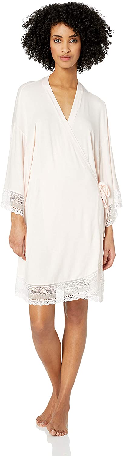 Price:$83.76 Eberjey Women's Lucie Side TIE Robe, Rosewater, Medium at Amazon Women’s Clothing store