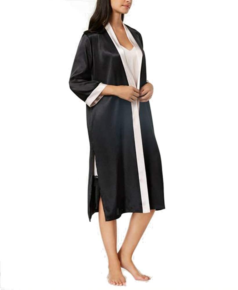 Price:$20.92 Linea Donatella Satin Contrast-Trim Wrap, Black L/XL at Amazon Women’s Clothing store