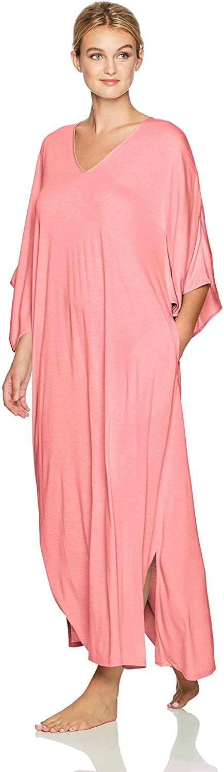 Price:$117.83    Natori Women's Shangri-La Caftan, Orange Coral, Extra Small  Clothing