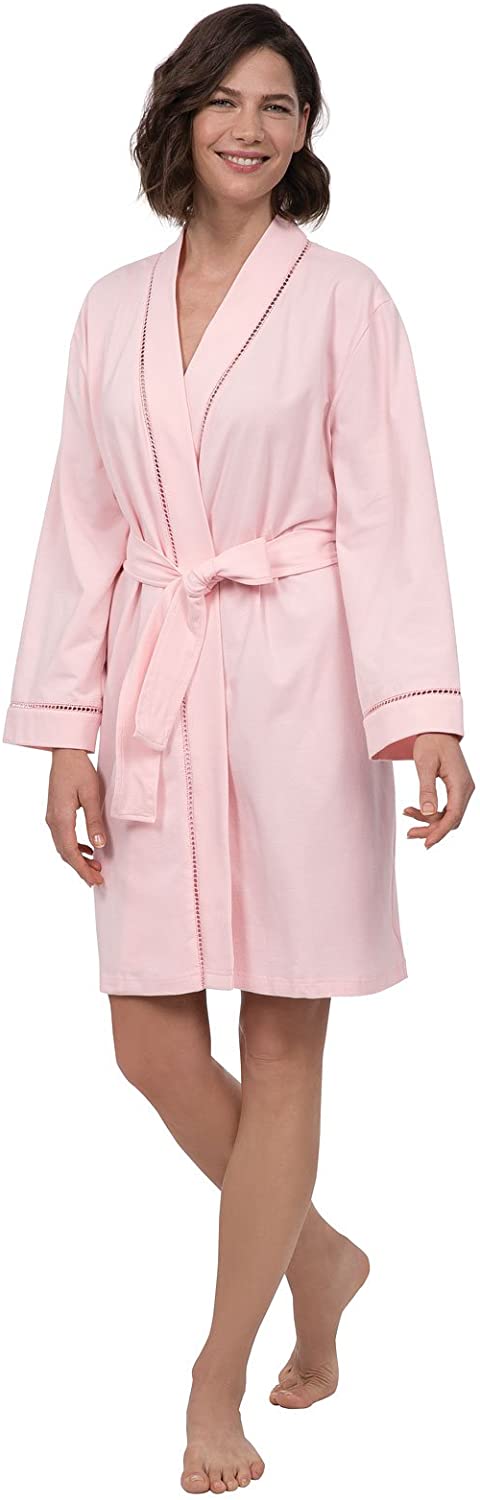 Price:$24.99 PajamaGram Short Bathrobes for Women - Cotton Jersey Womens Robes at Amazon Women’s Clothing store