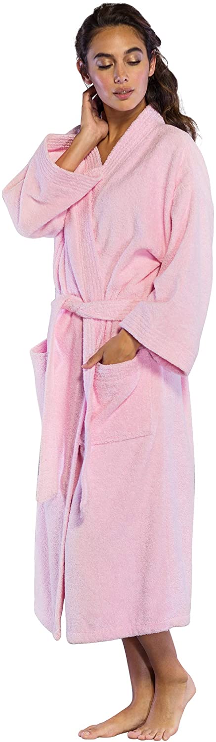 Price:$39.99 100% Turkish Cotton Men and Women Premium Terry Kimono Bathrobe Made in Turkey (Pink, One Size) at Amazon Women’s Clothing store