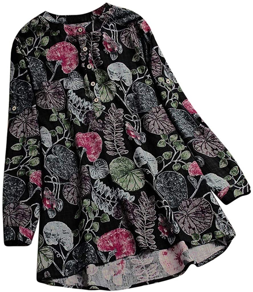 Price:$3.39 Women's Paisley Printed Button Top Long Sleeve O Neck Pleated Casual Lightweight Flare Tunic Loose Blouse Shirt at Amazon Women’s Clothing store
