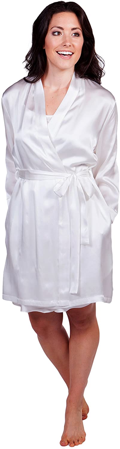 Price:$69.99 TexereSilk Women's Elegant Short Silk Robe - Beautiful Gifts for Her at Amazon Women’s Clothing store