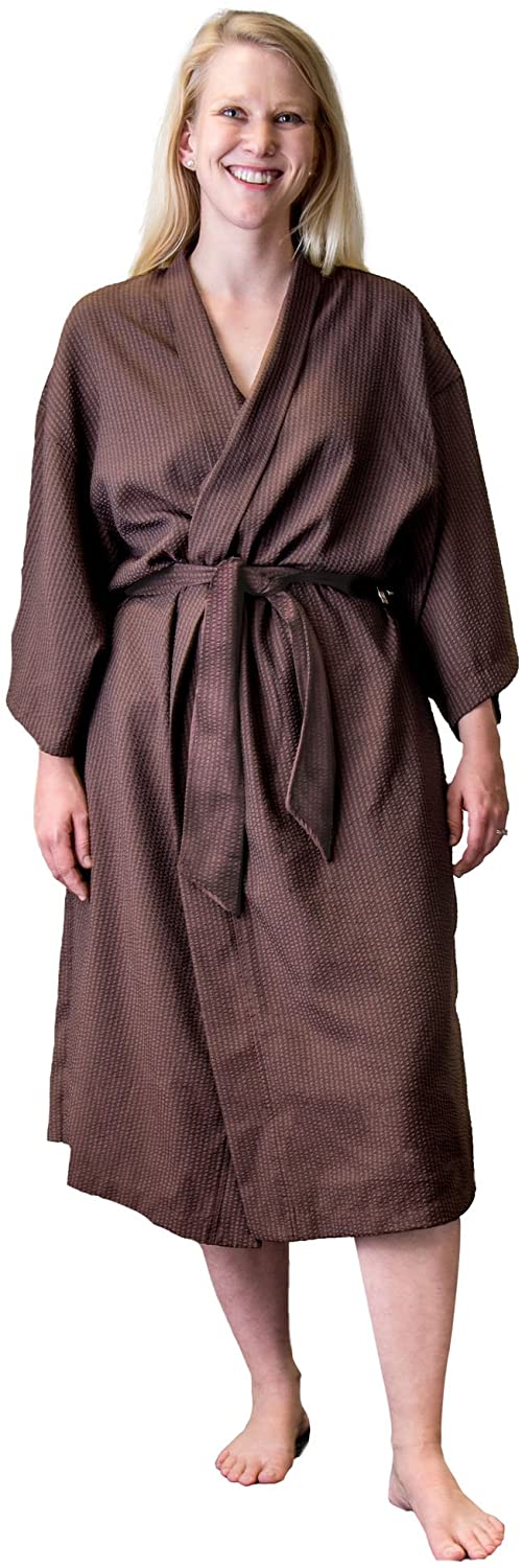 Price:$44.87    Telegraph Hill Luxury Lightweight Soft Microfiber Spa Bathrobe, One Size, Chocolate Seersucker  Clothing