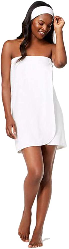 Price:$19.98 Charter Club Women's Shower Wrap & Headband, Bright White, Small at Amazon Women’s Clothing store