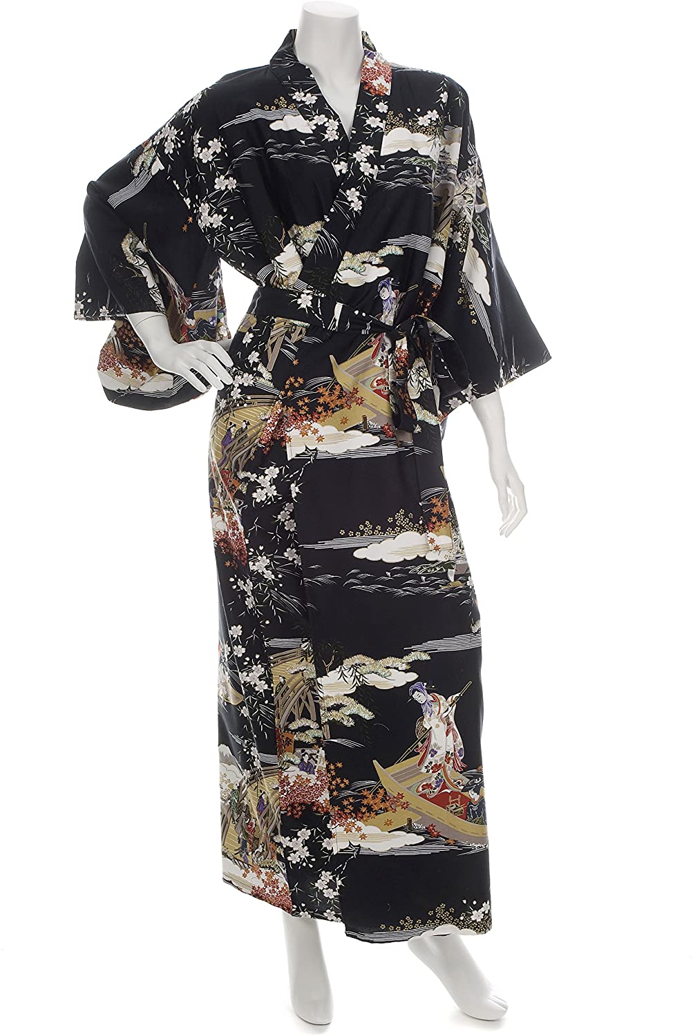 Price:$123.50    Geisha Long Black Japanese Kimono XL  Clothing