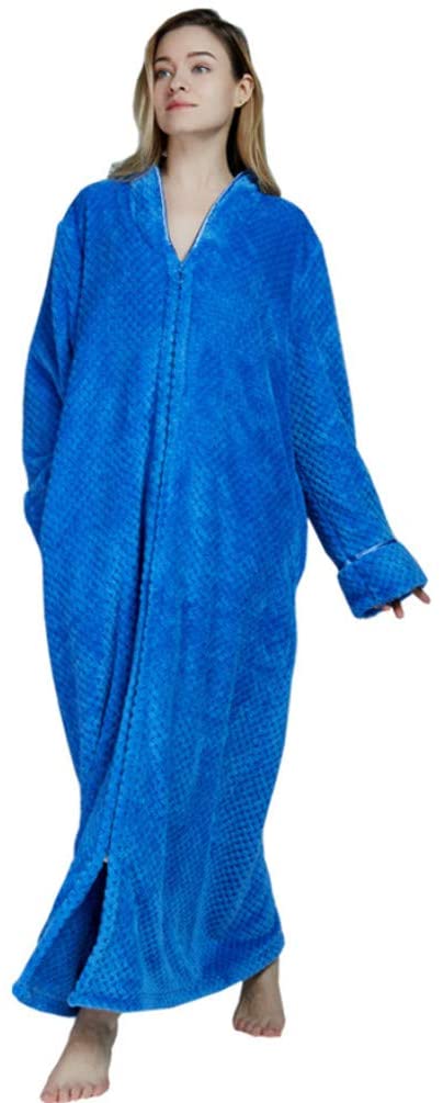 Price:$24.00    KKING Women's Men's Full Length Fleece Robe Super Soft Solid Colored Couple  Clothing